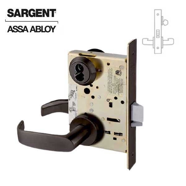 Sargent 8200 Series Mortise Lock Mechanical Classroom Lock provided with LFIC (removable core) LN Trim L Ros SRG-63-8237-LNL-10BE